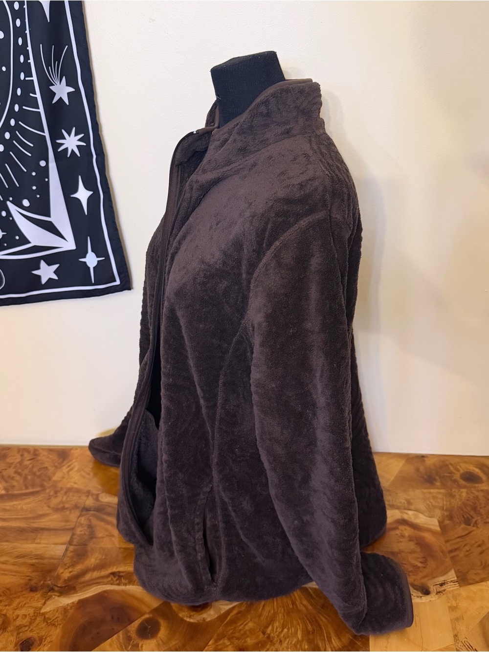 Great Northwest 2X Fuzzy Sherpa Jacket Brown No Zipper Pull Extra Pockets - Picture 2 of 10